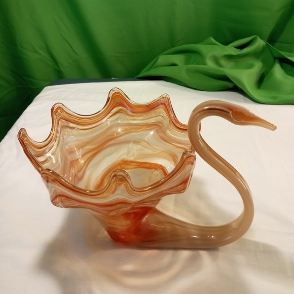 Mid Century Art Blown Glass Swan - Picture 1 of 14